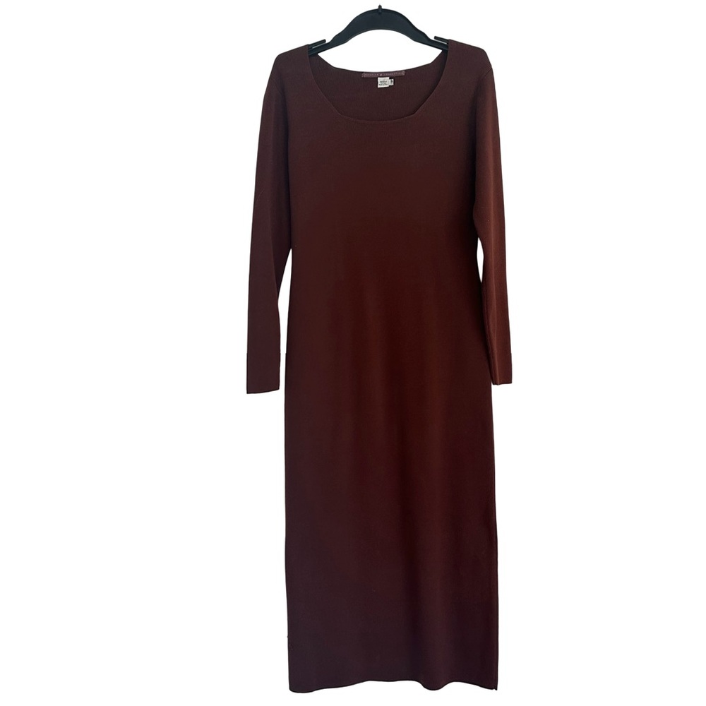 Peruvian Connection Soft Brown 100% Pima Cotton LS Maxi Dress Made in Peru